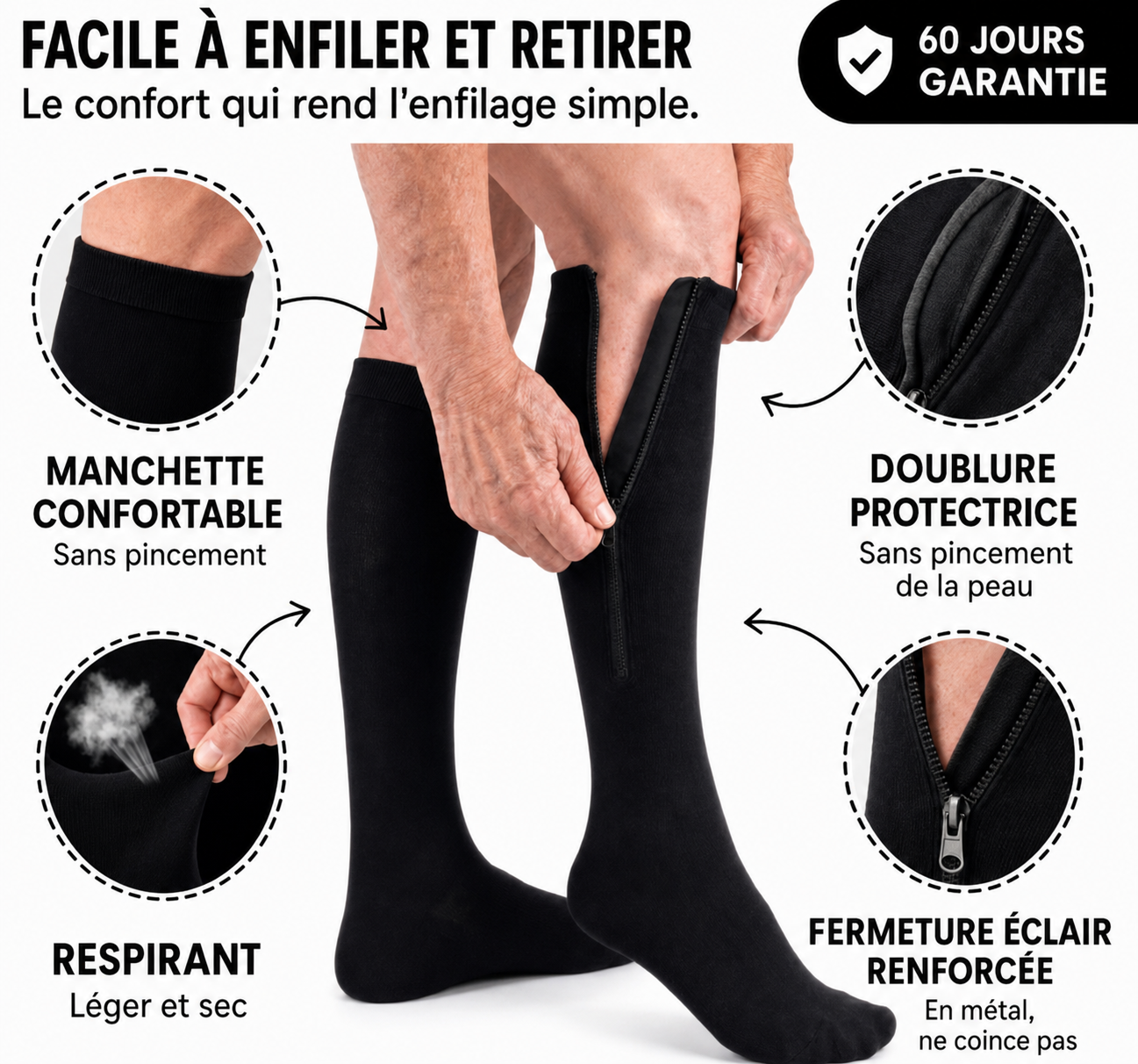 Bas de compression zippés NOREVYIA™