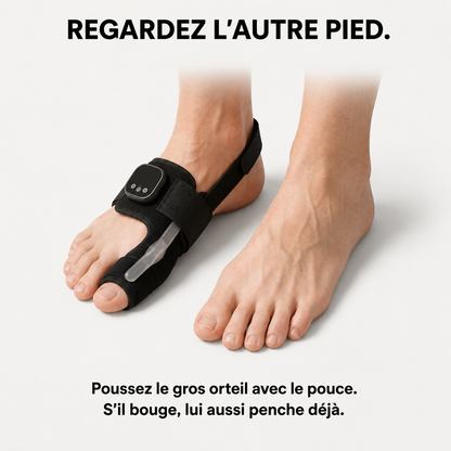 Il tient votre orteil. Et il rééduque le muscle qui doit le tenir.
