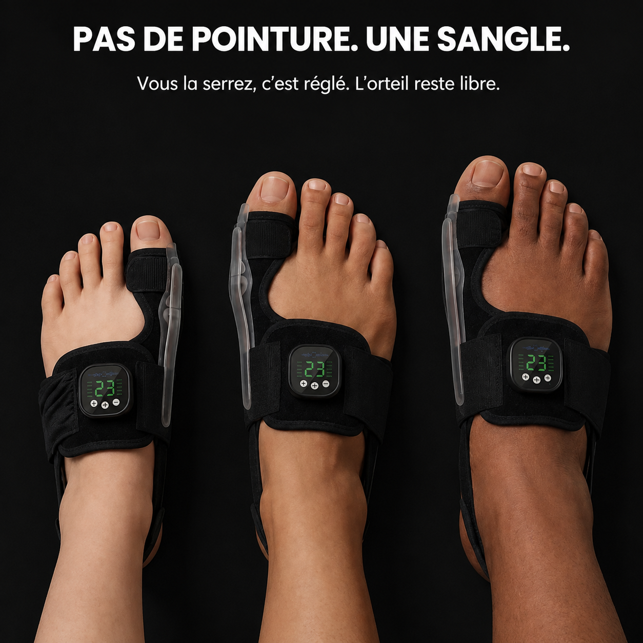 Il tient votre orteil. Et il rééduque le muscle qui doit le tenir.