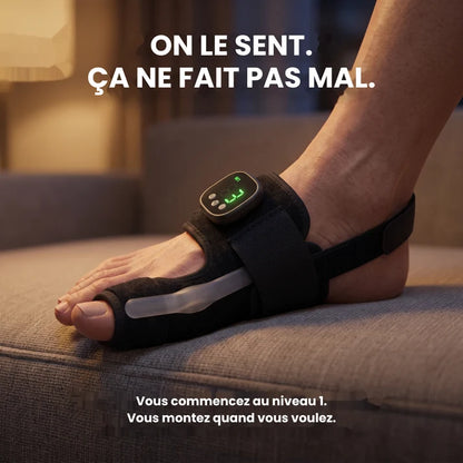 Il tient votre orteil. Et il rééduque le muscle qui doit le tenir.